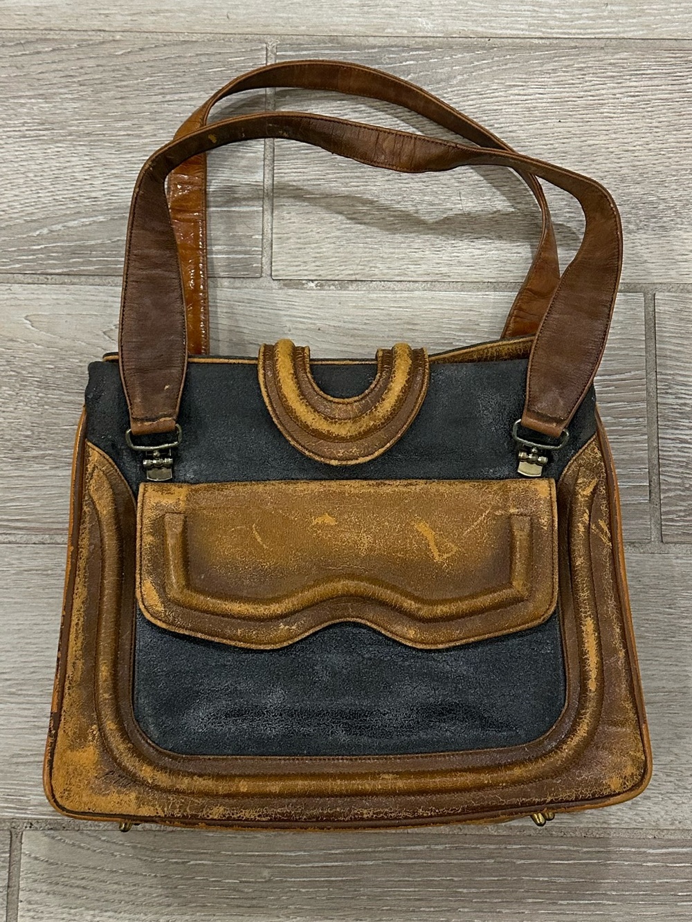 VTG 1960’s Lou Taylor Leather Vanity Handbag Purse w/ Original Flip Mirror